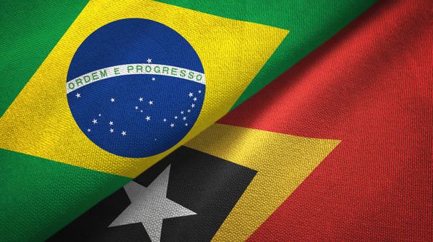 Brezilya ve Timor-Leste Doğu Timor Bayrakları - Fotoğraf, Görsel