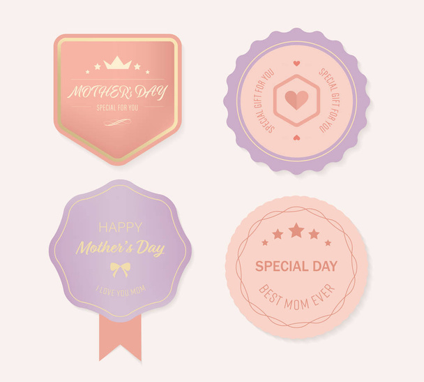 Odznaka dzień matki i etykietę projektowania. Różowy transparent z Mama miłość. - Wektor, obraz