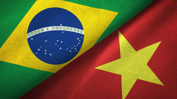 Brésil et Vietnam deux drapeaux pliés ensemble - Photo, image