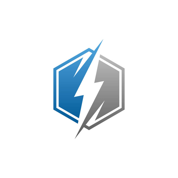 современная иконка электрической синей молнии
 - Вектор,изображение