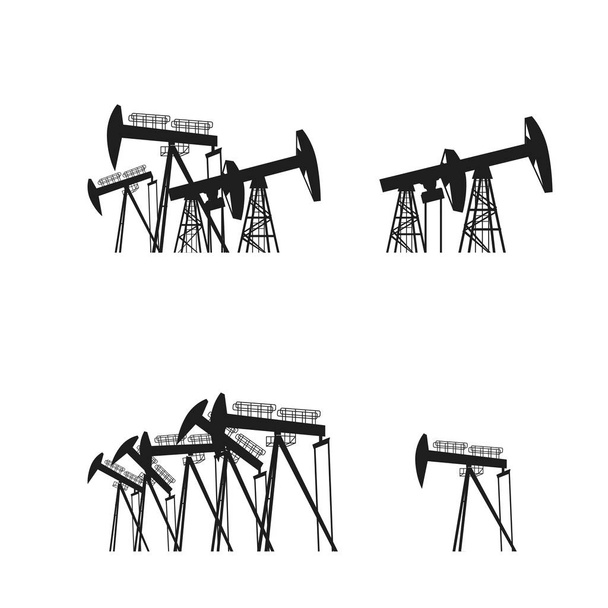 Silouette Rig produkcji ropy. Czarny piktogram na białym tle. Ilustracja wektorowa - Wektor, obraz