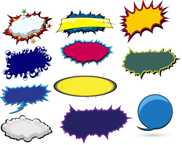 Comic Text Backgrounds and Explosions Clouds Vector Banner - Vector, Image