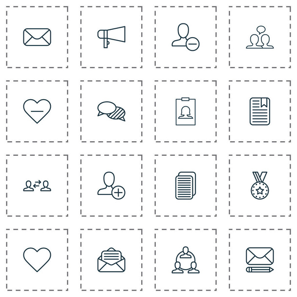 Conjunto de iconos de comunicación con diálogo, borrar, añadir y otros elementos de insignia. Iconos de comunicación de ilustración aislada
. - Foto, imagen