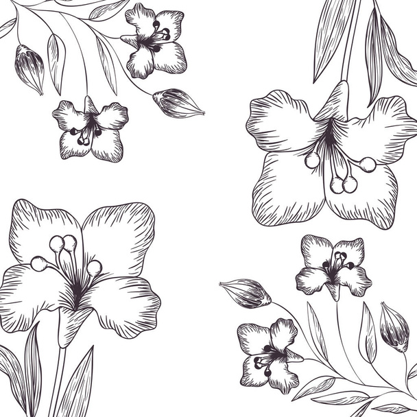 padrão de flores e folhas ícone isolado
 - Vetor, Imagem