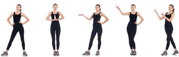 Young woman doing exercises isolated on white  - Photo, Image