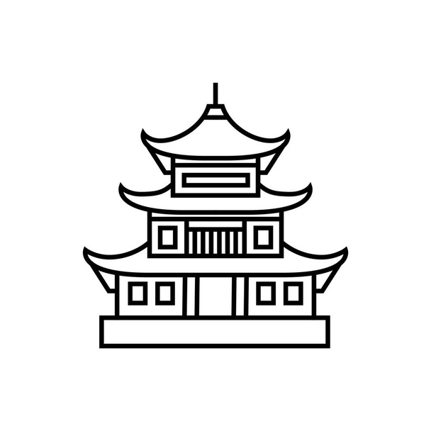 Asya Pagoda kule vektör simge illüstrasyon izole - Vektör, Görsel