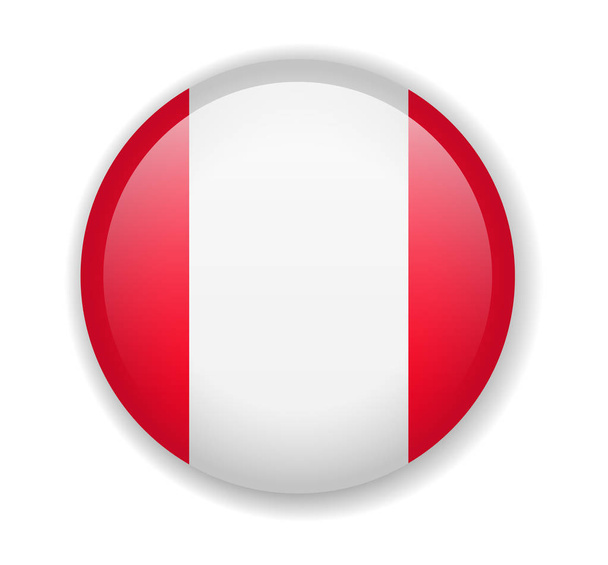 Bandera de Perú redonda icono brillante sobre fondo blanco
 - Vector, imagen