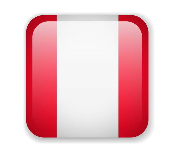 Bandera de Perú icono cuadrado brillante sobre un fondo blanco
 - Vector, imagen