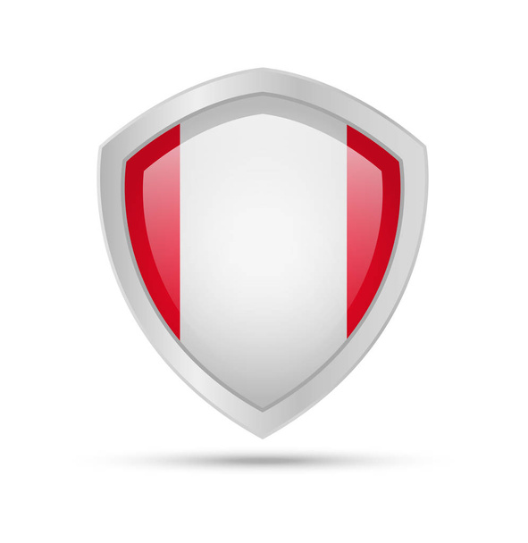 Shield with Peru flag on white background. - Vector, afbeelding