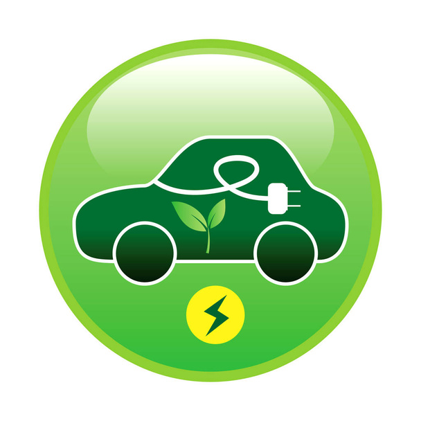 electric car or electric vehicle with green energy concept to save the energy. easy to modify - Vector, Image