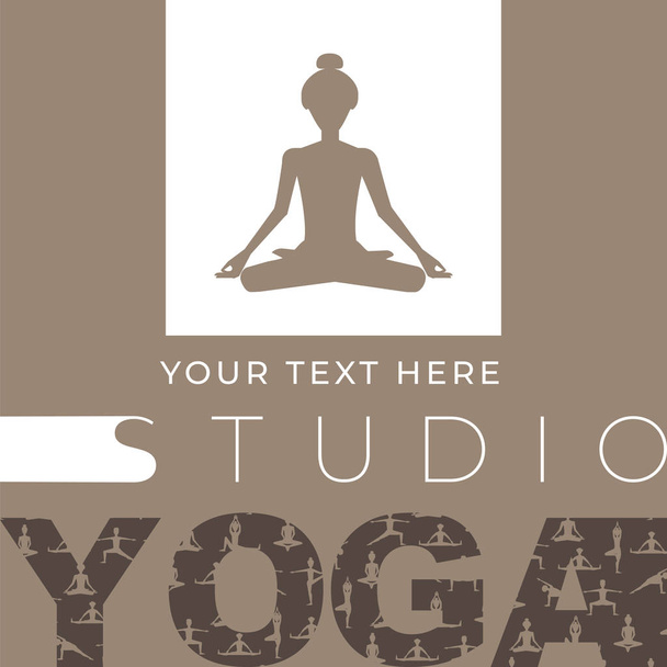 Tasarım şablonu afiş, poster için yoga stüdyosu. vektör çizim - Vektör, Görsel