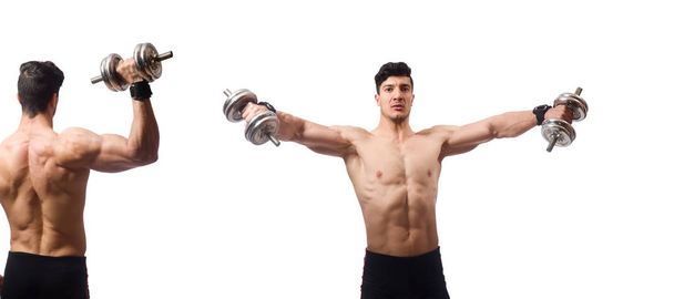 Hombre muscular aislado sobre el fondo blanco
 - Foto, imagen