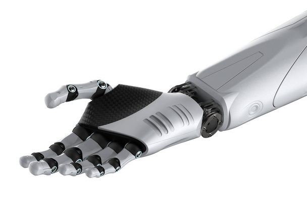 3d rendering robotic hand isolated on white - 写真・画像