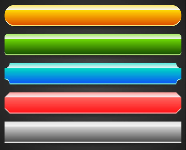 Conjunto de diferentes botones, banners sobre fondo negro
 - Vector, Imagen