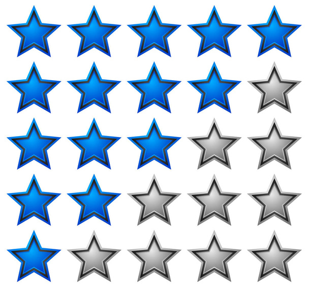 Valutazione stelle con lucido, stelle vibranti. (sistema di revisione a 5 stelle
) - Vettoriali, immagini