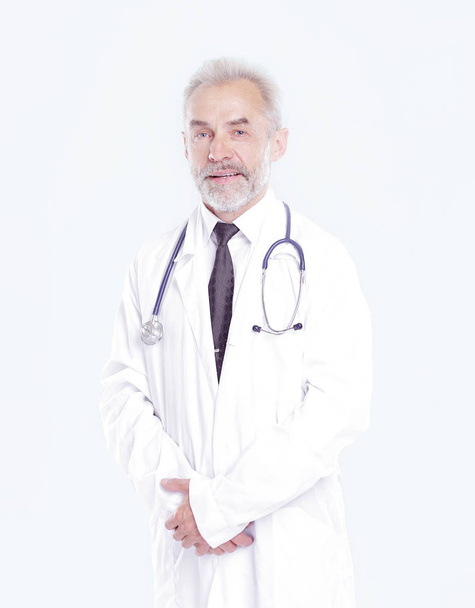 portrait of a senior physician therapist.isolated on light background - Foto, Imagem