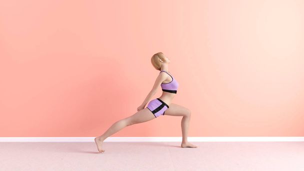Back Stretch Wind Yoga Pose Female Woman Demonstration Concept - Valokuva, kuva