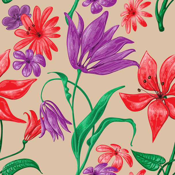 Hermoso vector de patrón sin costura floral
 - Vector, Imagen