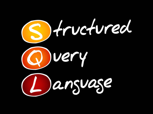SQL - Acronimo di Structured Query Language, background del concetto tecnologico - Vettoriali, immagini