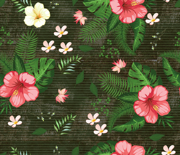  beautiful tropical flower pattern lines background - Photo, Image