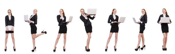 Businesswoman s notebookem izolované na bílém - Fotografie, Obrázek