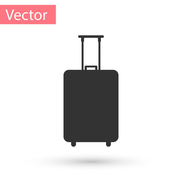 Szary podróży walizka ikona na białym tle. Podróży bagażu znak. Podróży bagażu ikona. Ilustracja wektorowa - Wektor, obraz