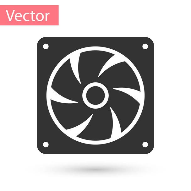 Grey Computer cooler icon isolated on white background. PC hardware fan. Vector Illustration - Vector, Image