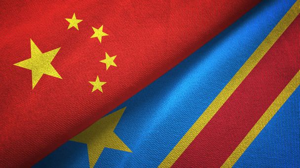 China and Congo Democratic Republic two folded flags together  - Photo, Image