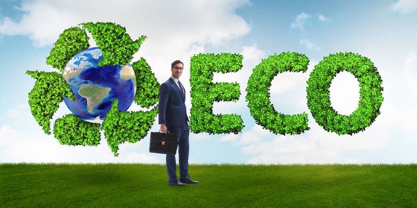 Businessman in recycling ecological concept - Photo, Image