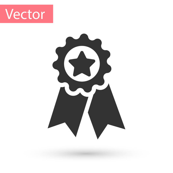 Grey Medal with star icon isolated on white background. Winner achievement sign. Award medal. Vector Illustration - Vector, Image