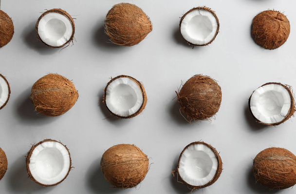 Coconut pattern on white background, top view - Valokuva, kuva
