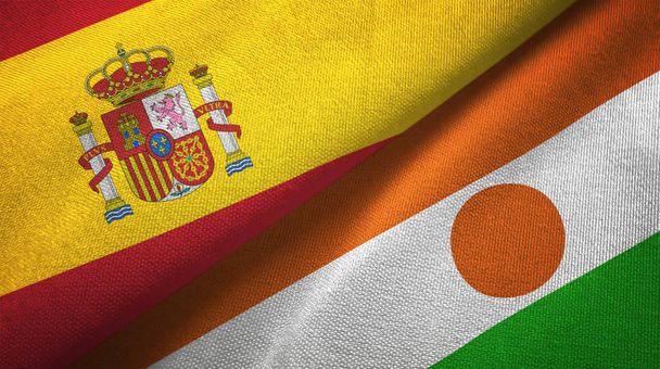 Španělsko a Niger dvě složené vlajky dohromady - Fotografie, Obrázek