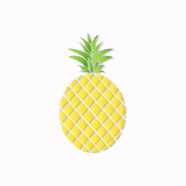 Vector illustration of hand drawn pineapple with shadow for print, postrer, sticker; card - Vektori, kuva