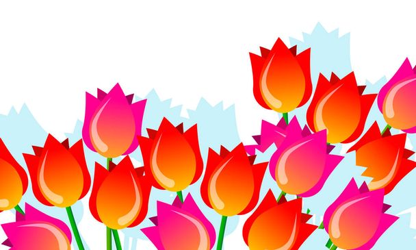 Spring tulips background, vector art illustration. - Vector, afbeelding
