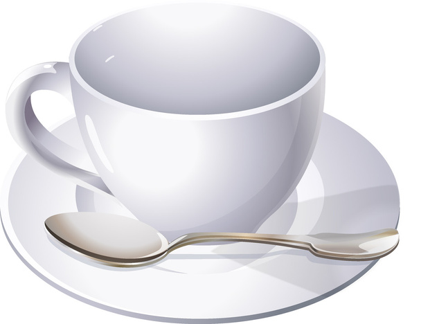 Spoon with a saucer and a cup vector - Vector, Image