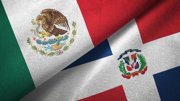 メキシコ、ドミニカ共和国 2 つ折りフラグをまとめる - 写真・画像