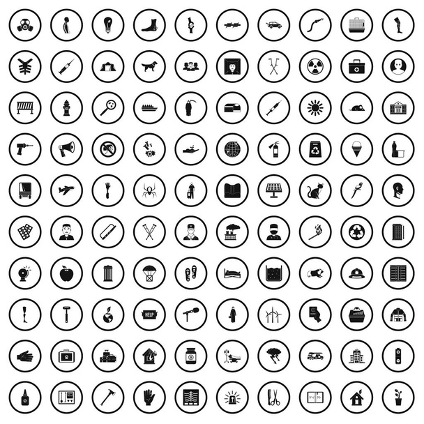 100 yardım Icons set, basit tarzı  - Vektör, Görsel
