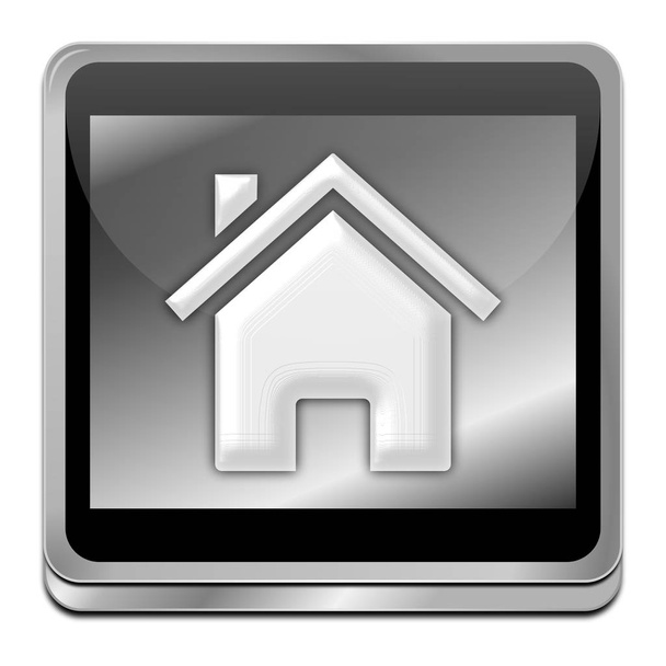 decorative silver Home Button - 3D illustration - Photo, Image