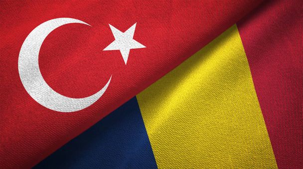 Turkije en Tsjaad twee gevouwen vlaggen samen  - Foto, afbeelding