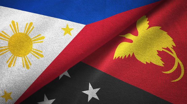 フィリピン、パプア ニューギニア 2 つ折りフラグをまとめる - 写真・画像
