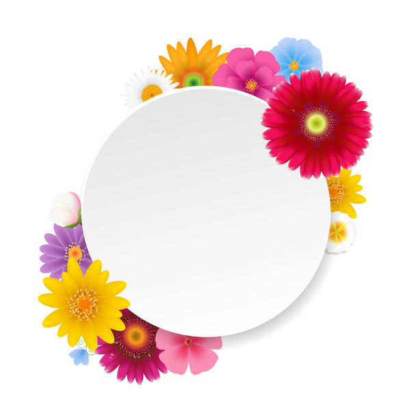 Banner With Summer Flowers White Background With Gradient Mesh, Vector Illustration - Vektor, obrázek