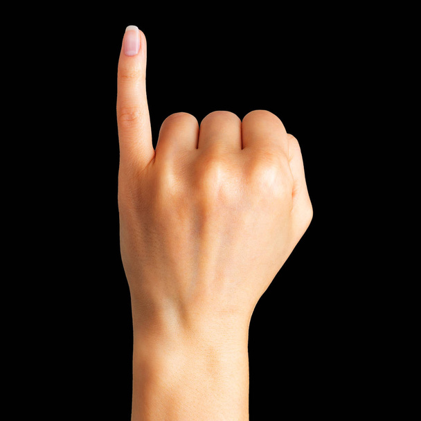 Female hand showing pinky little finger, gesture of making a promise - Photo, image