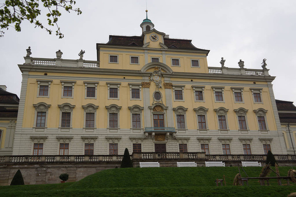 Germany sightseeing baroque castle in ludwigsburg yellow facade - Photo, Image