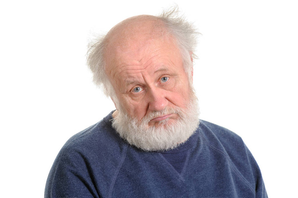 smutné, depresivní starý muž izolované portrét - Fotografie, Obrázek