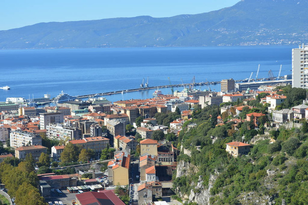 Panoramic view photo of Rijeka Fiume harbour in Croatia summertime - Photo, Image