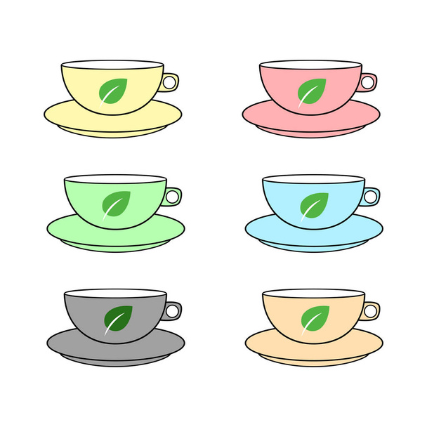 Tea cup isolated on white background.  Mug of hot herbal drinks. Breakfast time. Vector flat icon - Vektor, kép