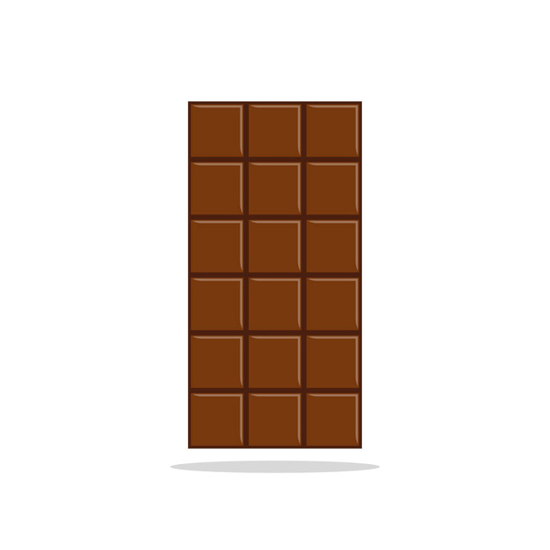 Chocolate bar isolated on white background. Cacao yummy snack. Vector flat design - Vector, Image
