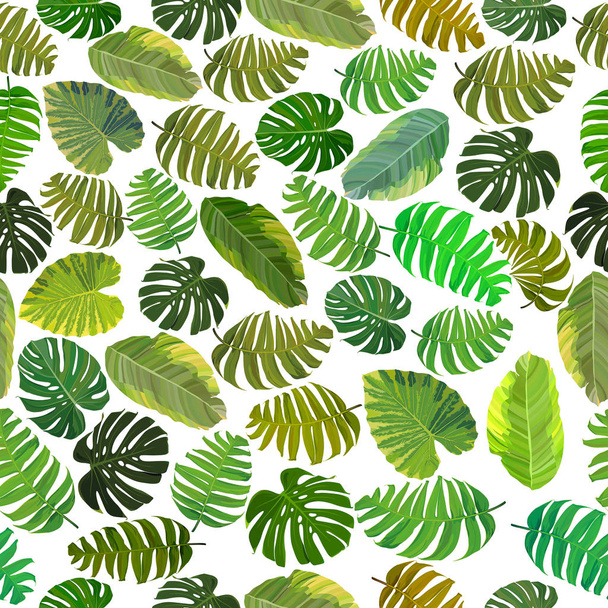 Бесшовный фон с тропическими листьями. Перфект для шрапбукинга. Векторная иллюстрация, EPS 10
 - Вектор,изображение