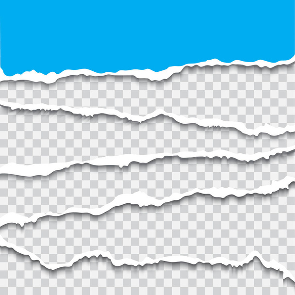 Gescheurd papier strip vector illustratie sjabloon, gescheurd papier randen - Vector, afbeelding