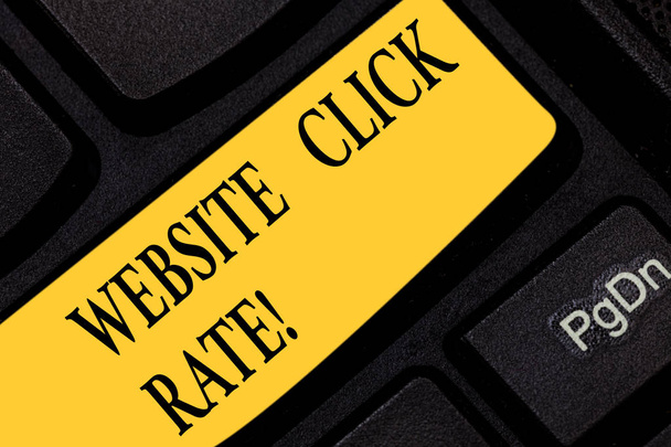 Text sign showing Website Click Rate. Conceptual photo ratio users who click specific link to number total users Keyboard key Intention to create computer message pressing keypad idea. - Photo, Image